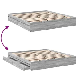 vidaXL Cama con cajones madera ingeniería 200x200 cm Gris sonoma