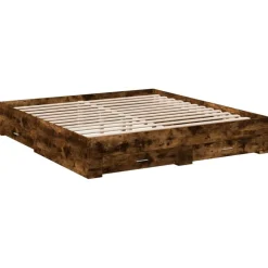 vidaXL Cama con cajones madera de ingeniería 200x200 cm Roble ahumado Sale