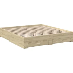 vidaXL Cama con cajones madera ingeniería 200x200 cm Roble Sonoma Clearance