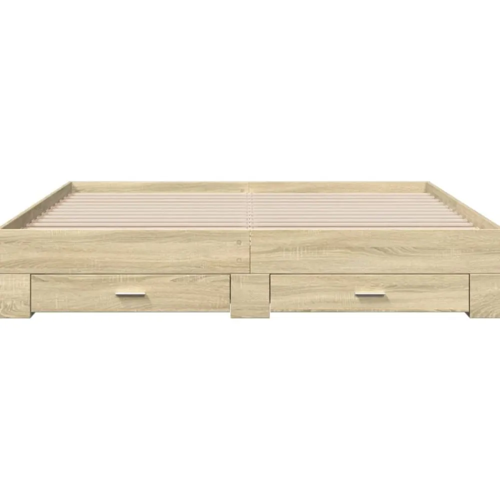 vidaXL Cama con cajones madera ingeniería 200x200 cm Roble Sonoma Clearance