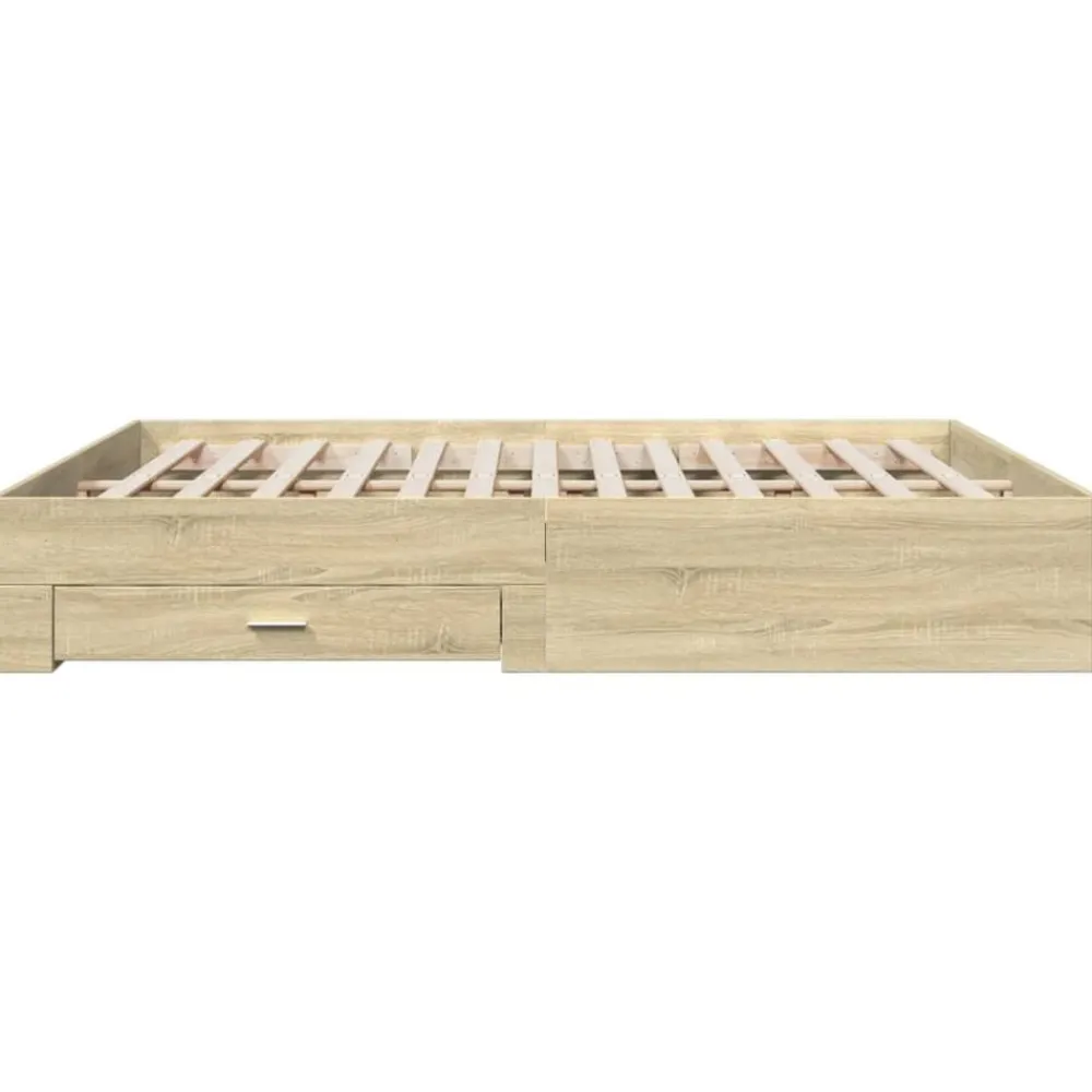 vidaXL Cama con cajones madera ingeniería 200x200 cm Roble Sonoma Clearance