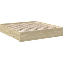 vidaXL Cama con cajones madera ingeniería 200x200 cm Roble Sonoma Clearance