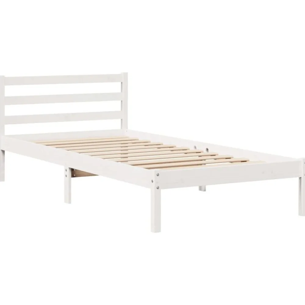 vidaXL Cama con estantería sin colchón madera maciza blanca 75x190 cm Blanco Best