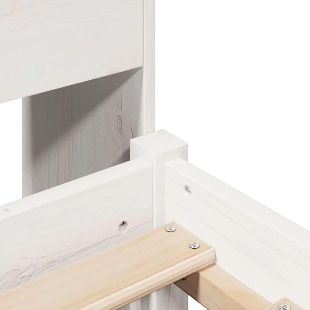 vidaXL Cama con estantería sin colchón madera maciza blanca 75x190 cm Blanco Best