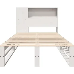 vidaXL Cama con estantería sin colchón madera maciza blanca 75x190 cm Blanco Best