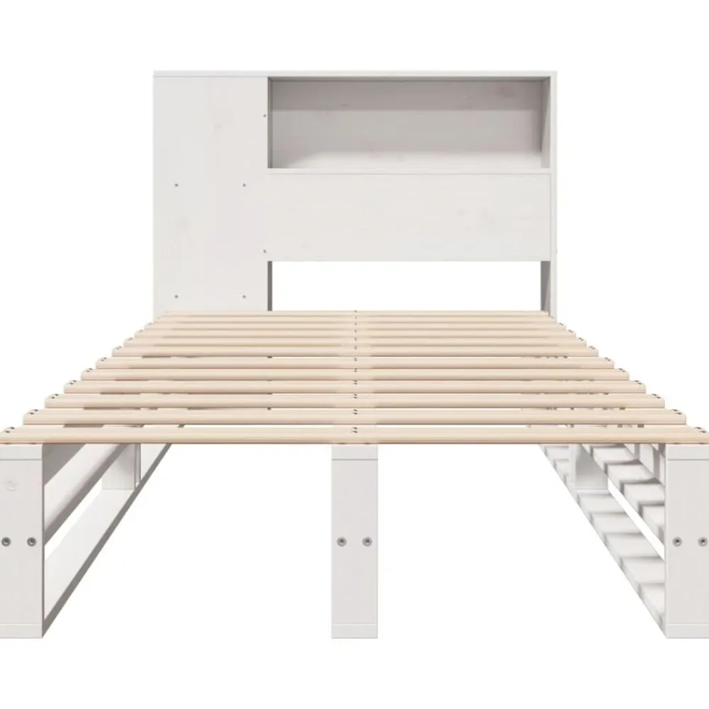 vidaXL Cama con estantería sin colchón madera maciza blanca 75x190 cm Blanco Best