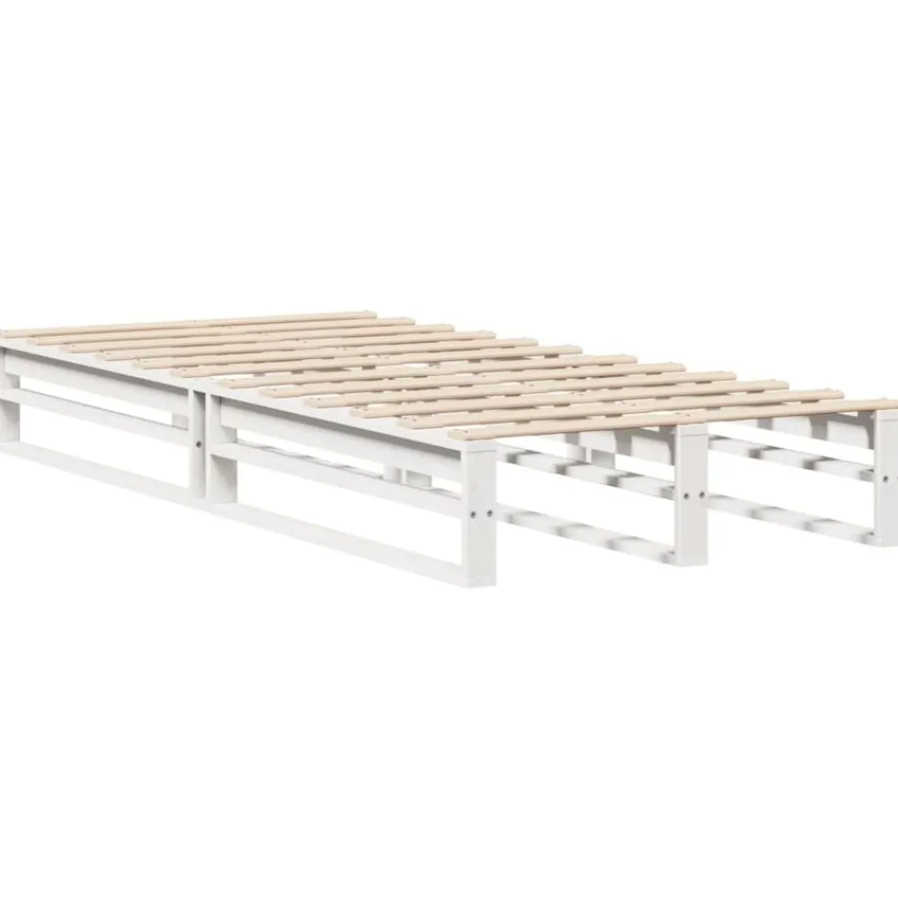 vidaXL Cama con estantería sin colchón madera maciza blanca 75x190 cm Blanco Best