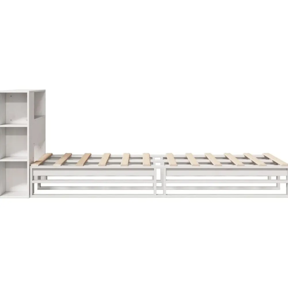 vidaXL Cama con estantería sin colchón madera maciza blanca 75x190 cm Blanco Best