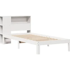 vidaXL Cama con estantería sin colchón madera maciza blanca 75x190 cm Blanco Hot