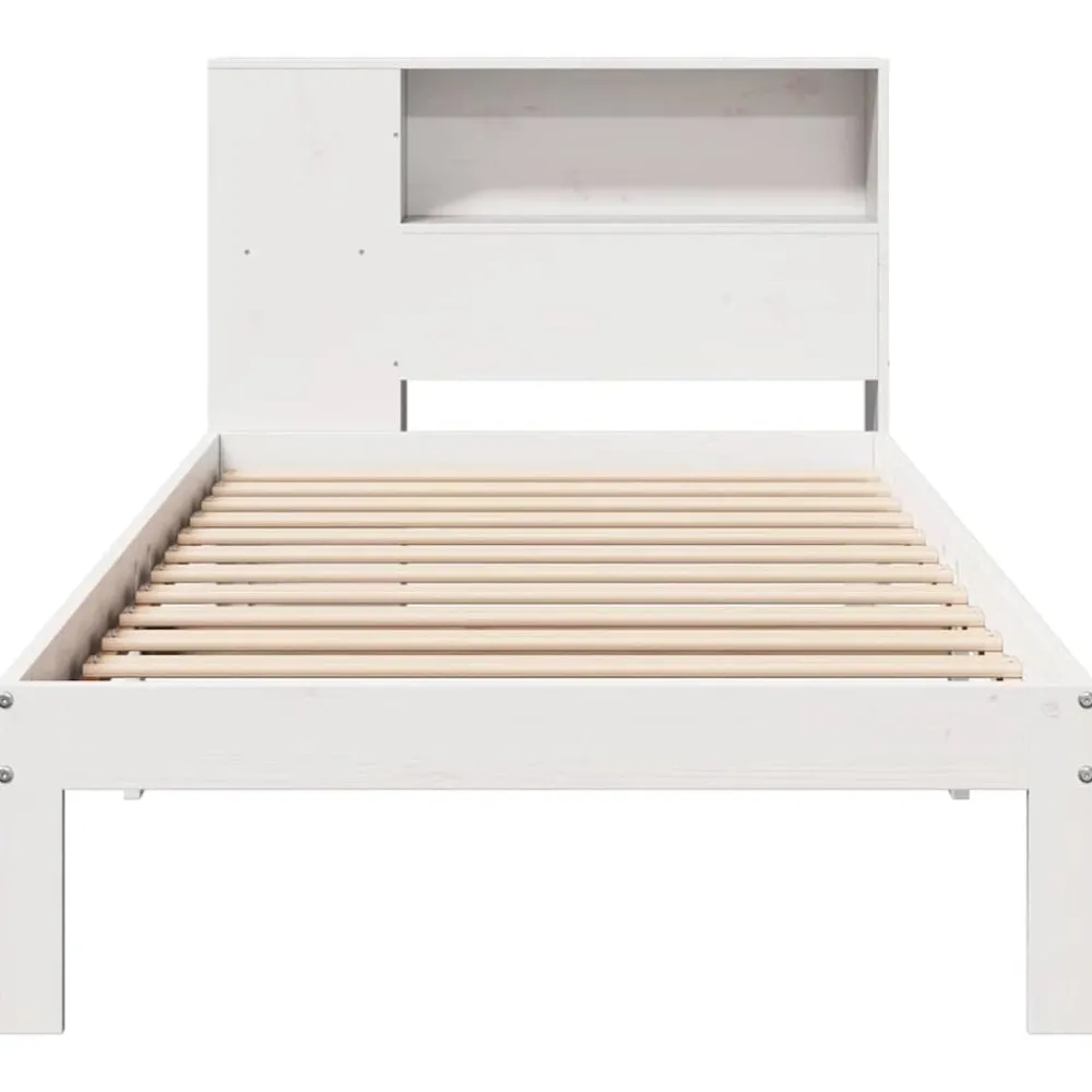 vidaXL Cama con estantería sin colchón madera maciza blanca 75x190 cm Blanco Hot