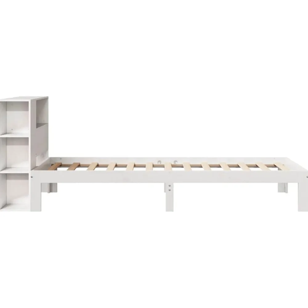 vidaXL Cama con estantería sin colchón madera maciza blanca 75x190 cm Blanco Hot