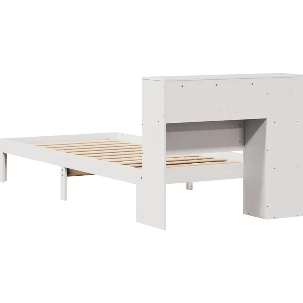 vidaXL Cama con estantería sin colchón madera maciza blanca 75x190 cm Blanco Hot