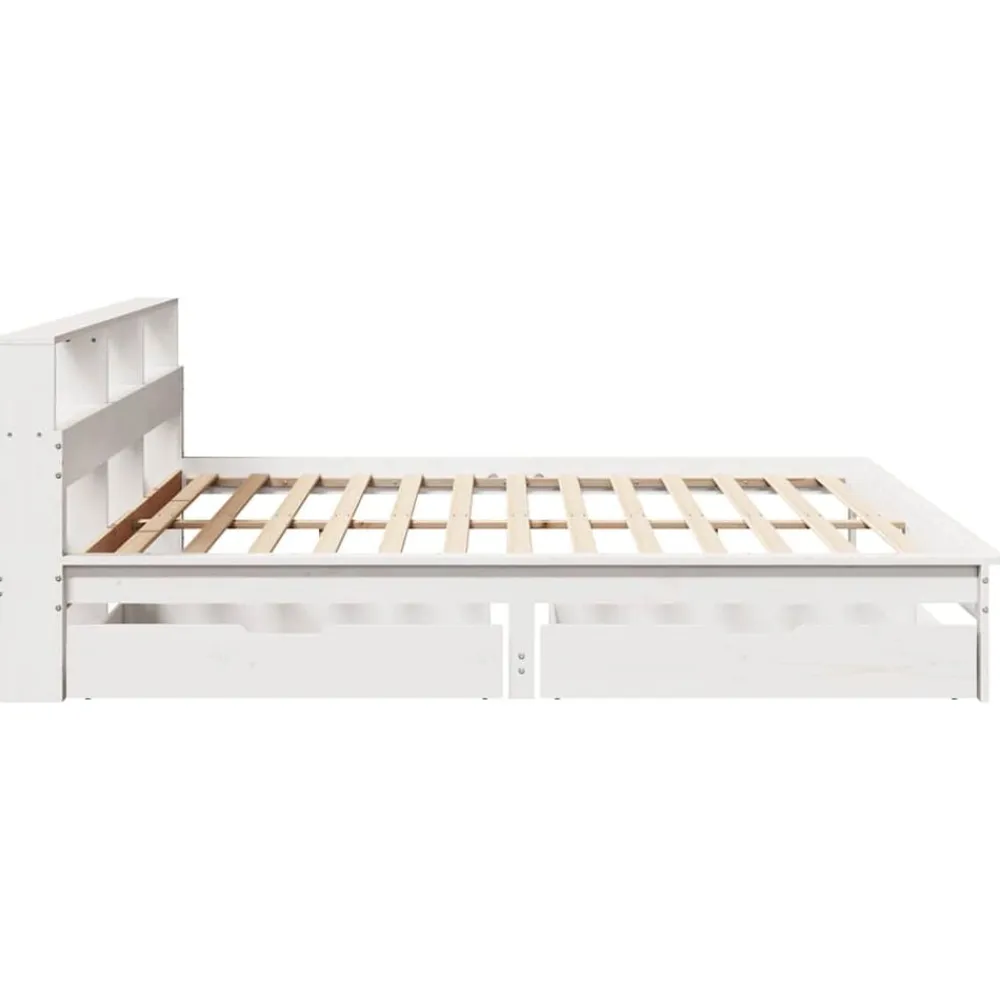 vidaXL Camas Y Accesorios-Cama con estantería sin colchón madera maciza blanca 200x200 cm
