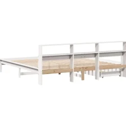 vidaXL Camas Y Accesorios-Cama con estantería sin colchón madera maciza blanca 200x200 cm