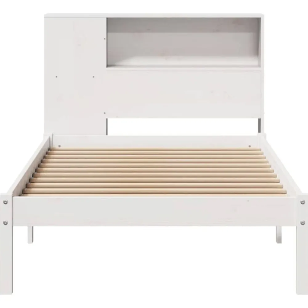 vidaXL Camas Y Accesorios-Cama con estantería sin colchón madera maciza blanca 75x190 cm
