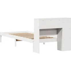 vidaXL Camas Y Accesorios-Cama con estantería sin colchón madera maciza blanca 75x190 cm