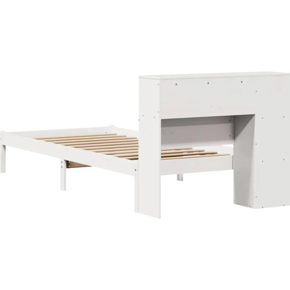 vidaXL Camas Y Accesorios-Cama con estantería sin colchón madera maciza blanca 75x190 cm