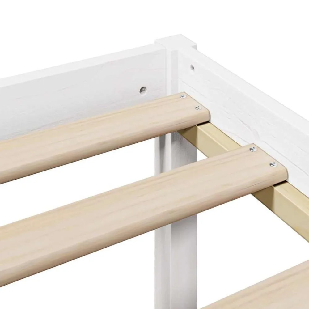 vidaXL Camas Y Accesorios-Cama con estantería sin colchón madera maciza blanca 75x190 cm