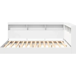 vidaXL Cama con Estantería 140 x 200 cm Madera contrachapada Blanco Online