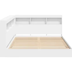 vidaXL Cama con Estantería 140 x 200 cm Madera contrachapada Blanco Online