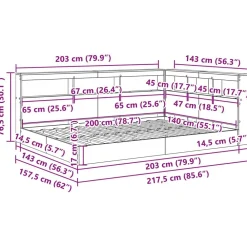 vidaXL Cama con Estantería 140 x 200 cm Madera contrachapada Blanco Online
