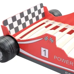 vidaXL Cama con forma de coche de carreras para niños 90x200 cm roja Rojo Sale