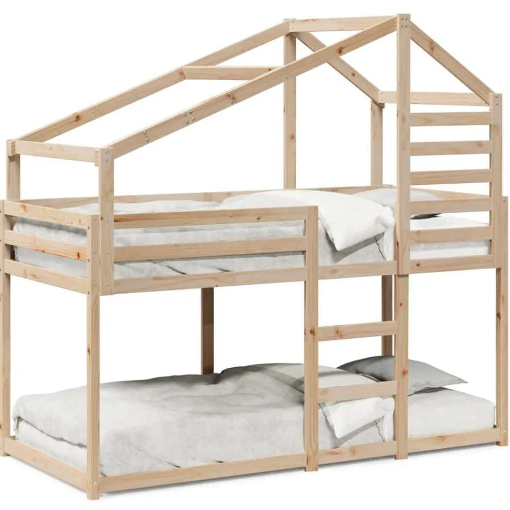 vidaXL Cama con techo madera maciza de pino 80x200 cm Natural Hot
