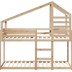 vidaXL Cama con techo madera maciza de pino 80x200 cm Natural Hot