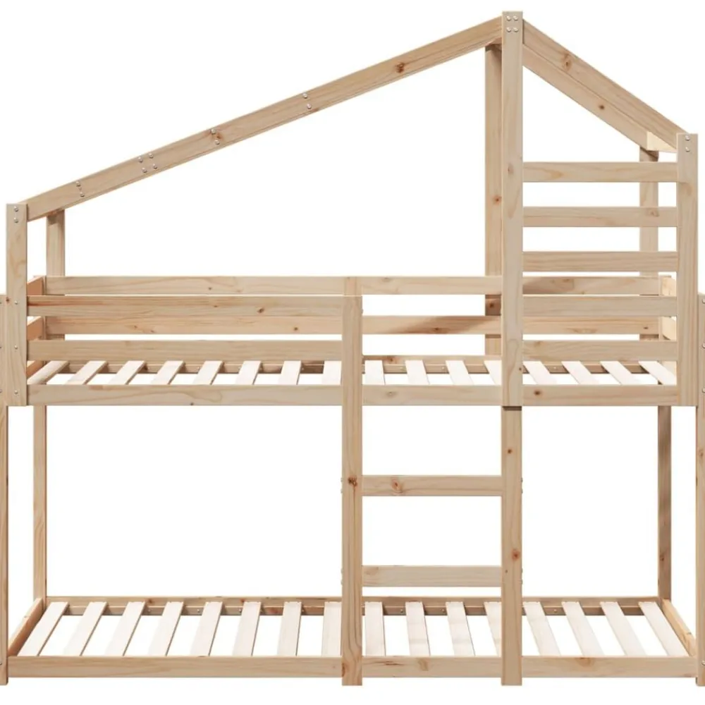 vidaXL Cama con techo madera maciza de pino 80x200 cm Natural Hot