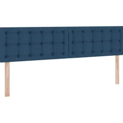 vidaXL Cama con tira de luces LED con cabecera 180 x 200 cm tela Azul New
