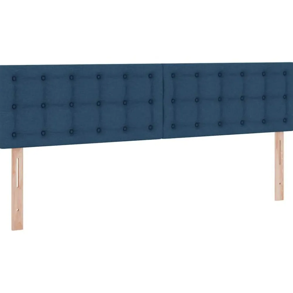 vidaXL Cama con tira de luces LED con cabecera 180 x 200 cm tela Azul New