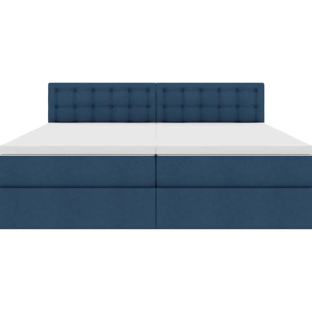 vidaXL Cama con tira de luces LED con cabecera 180 x 200 cm tela Azul New