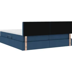 vidaXL Cama con tira de luces LED con cabecera 180 x 200 cm tela Azul New