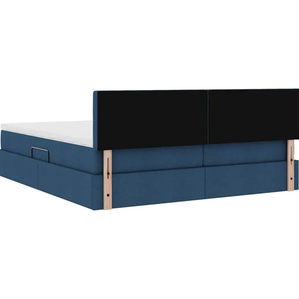 vidaXL Cama con tira de luces LED con cabecera 180 x 200 cm tela Azul New