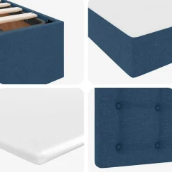 vidaXL Cama con tira de luces LED con cabecera 180 x 200 cm tela Azul New