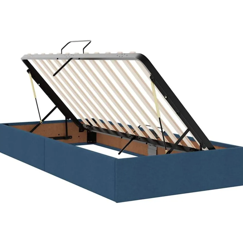 vidaXL Cama con tira de luces LED con cabecera 180 x 200 cm tela Azul New