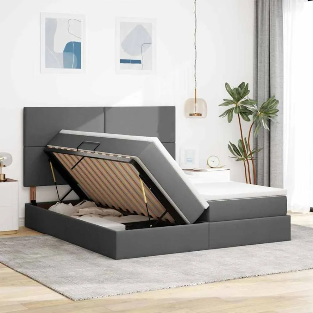 vidaXL Conjuntos De Muebles-Cama con tira de luces LED 180 x 200 cm tela