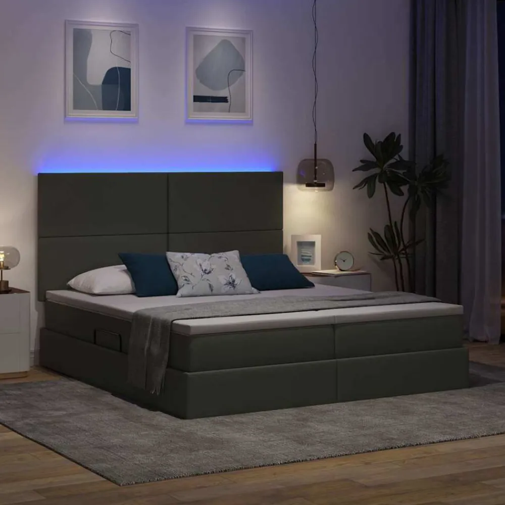 vidaXL Conjuntos De Muebles-Cama con tira de luces LED 180 x 200 cm tela