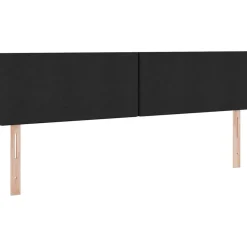 vidaXL Cama con tira de luces LED con cabecera 180 x 200 cm tela Negro Best