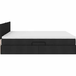 vidaXL Cama con tira de luces LED con cabecera 180 x 200 cm tela Negro Best