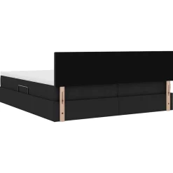 vidaXL Cama con tira de luces LED con cabecera 180 x 200 cm tela Negro Best