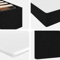 vidaXL Cama con tira de luces LED con cabecera 180 x 200 cm tela Negro Best