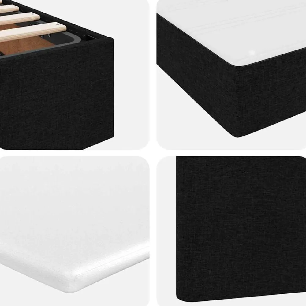 vidaXL Cama con tira de luces LED con cabecera 180 x 200 cm tela Negro Best