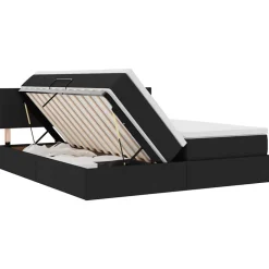 vidaXL Cama con tira de luces LED con cabecera 180 x 200 cm tela Negro Best