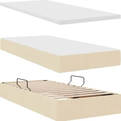 vidaXL Conjuntos De Muebles-Cama con tira de luces LED con cabecera 180 x 200 cm tela