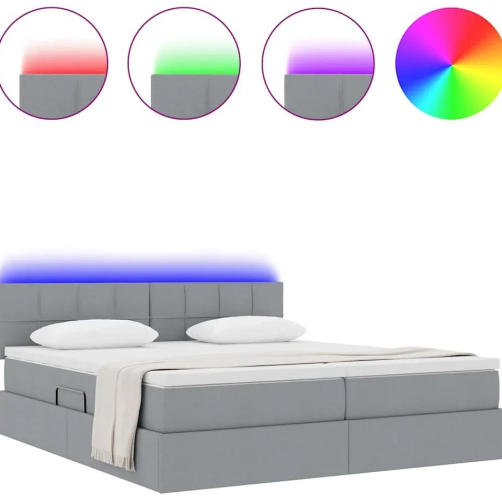 vidaXL Conjuntos De Muebles-Cama con tira de luces LED 180 x 200 cm tela