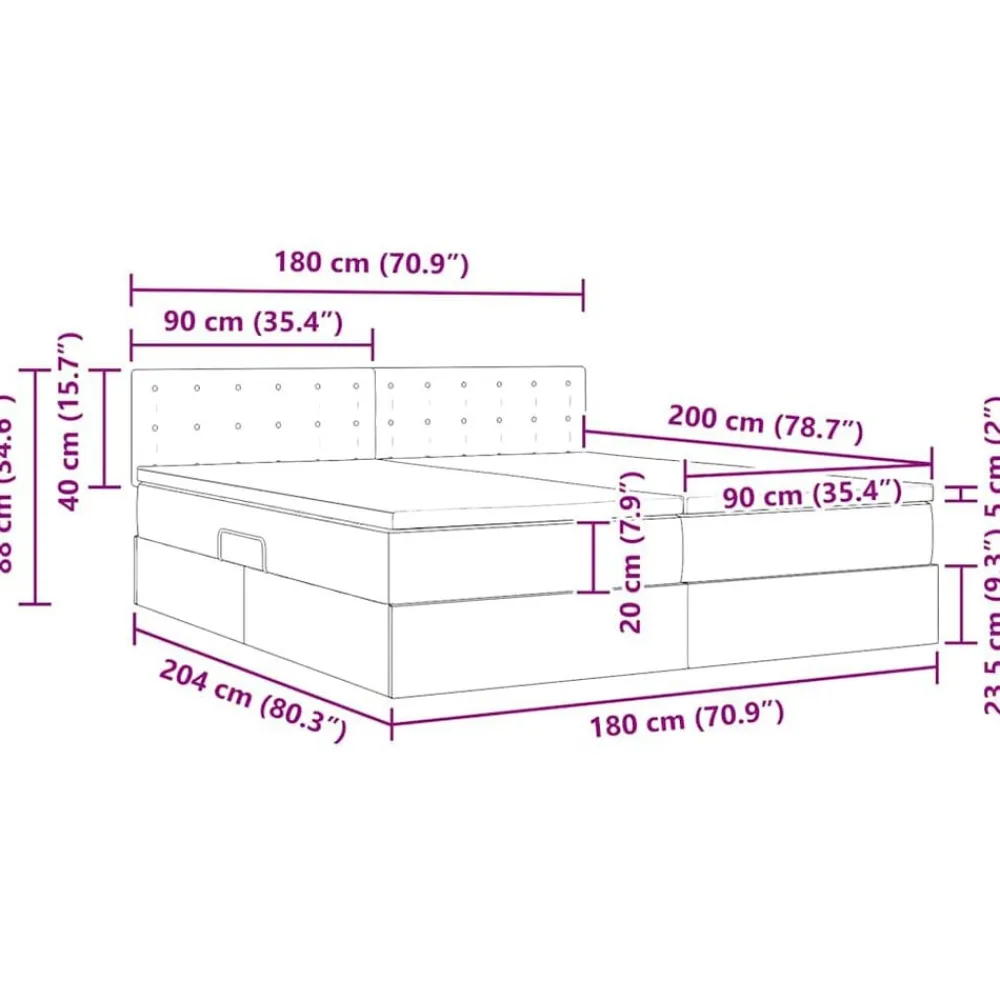 vidaXL Conjuntos De Muebles-Cama con tiras LED con cabecera 180 x 200 cm Terciopelo