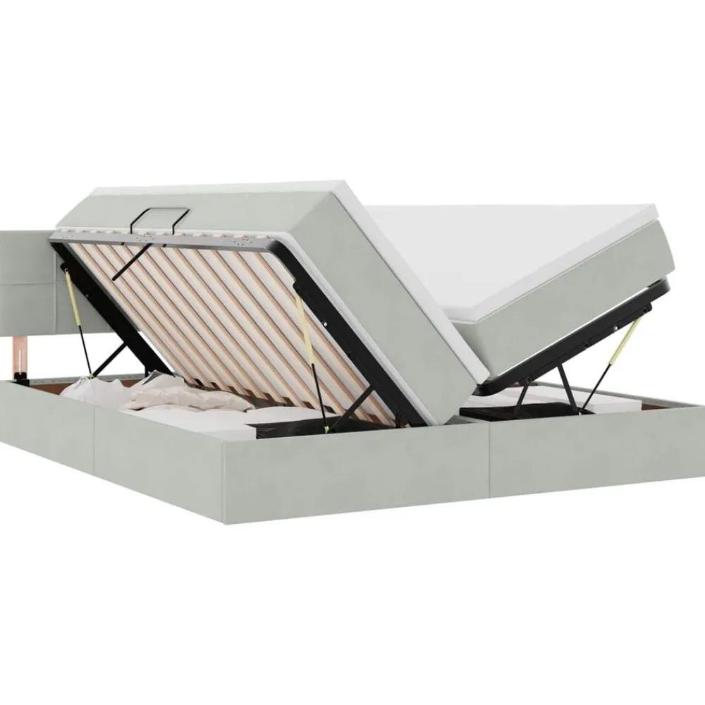 vidaXL Cama con tiras LED 180 x 200 cm Terciopelo Gris claro