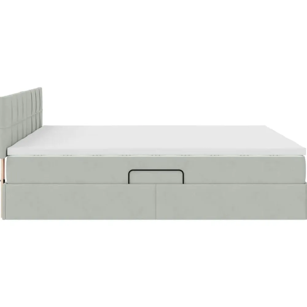 vidaXL Cama con tiras LED 180 x 200 cm Terciopelo Gris claro