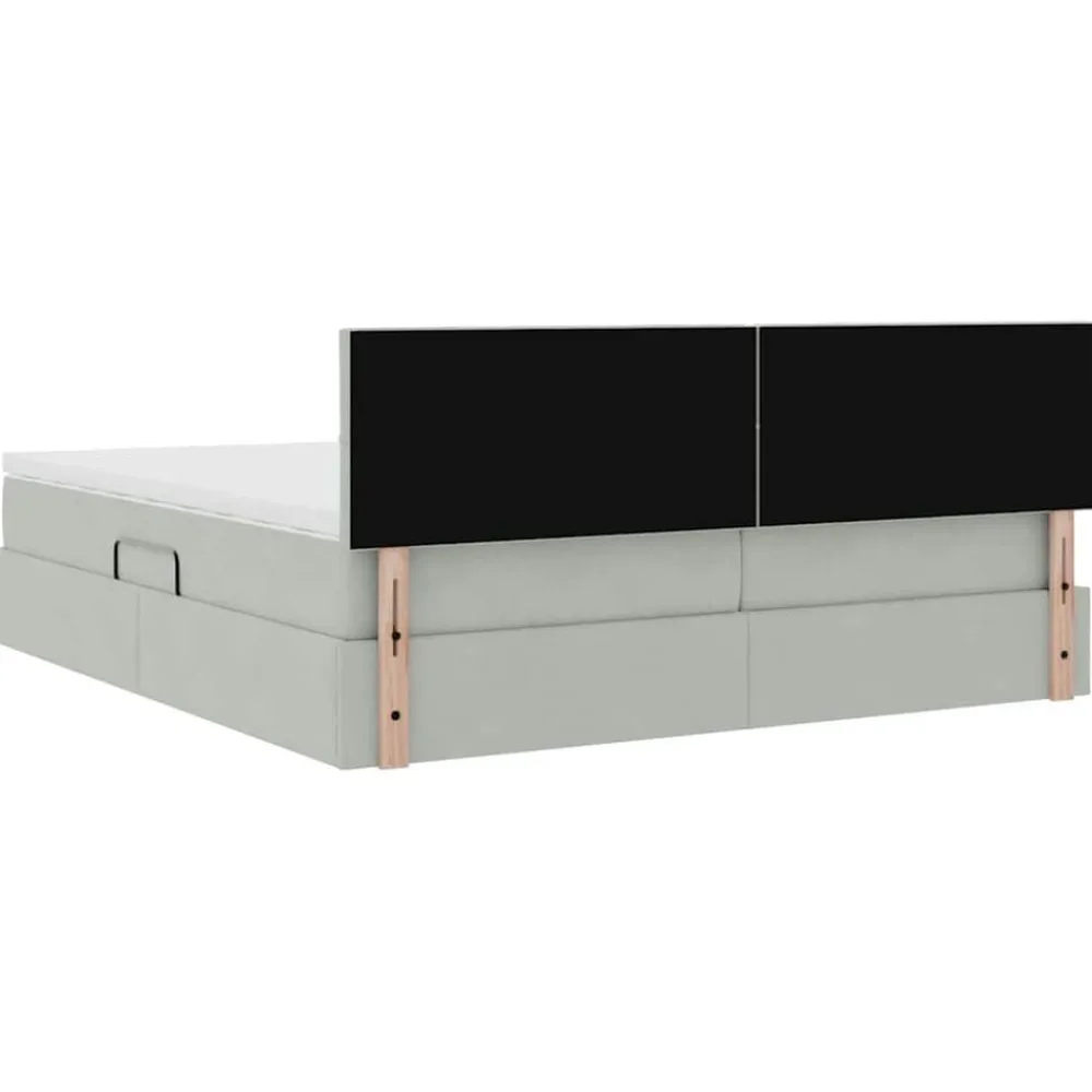 vidaXL Cama con tiras LED 180 x 200 cm Terciopelo Gris claro